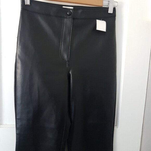 Aritzia Wilfred Adele Vegan Faux Leather Ankle Flare Pant Black Sz 4 - Picture 5 of 13